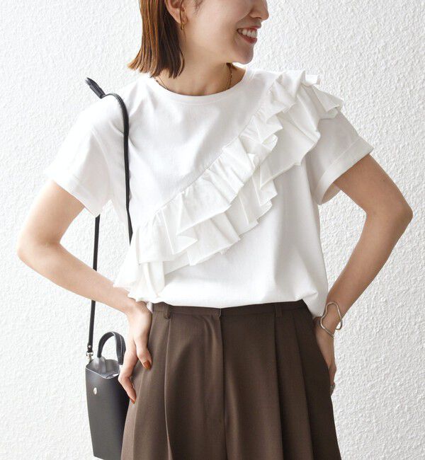 SHIPS any「SHIPS any:〈洗濯機可能〉ジャージー フリル TEE」|Tシャツ・カットソー|