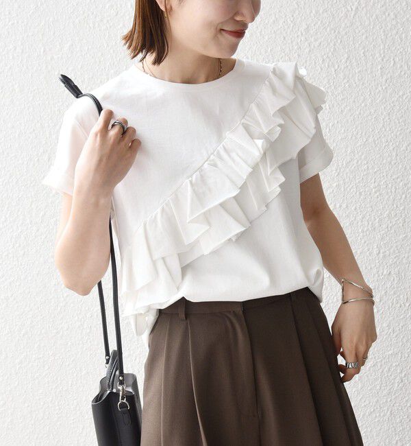 SHIPS any「SHIPS any:〈洗濯機可能〉ジャージー フリル TEE」|Tシャツ・カットソー|