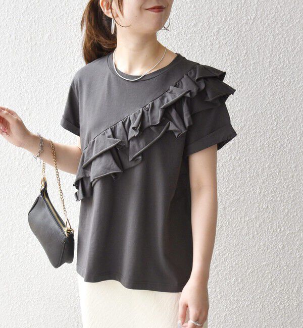 SHIPS any「SHIPS any:〈洗濯機可能〉ジャージー フリル TEE」|Tシャツ・カットソー|