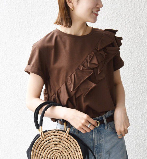 SHIPS any「SHIPS any:〈洗濯機可能〉ジャージー フリル TEE」|Tシャツ・カットソー|