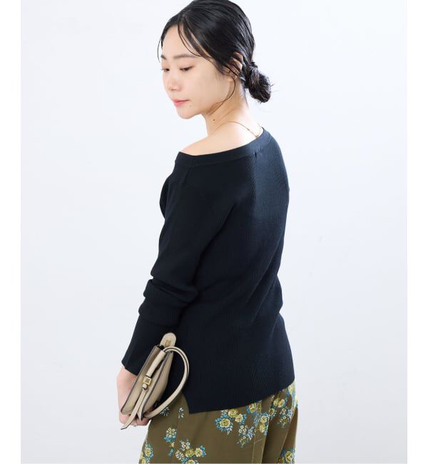 IENA「《予約/手洗い可》ECO SPLASH ボートネックプルオーバー」|ニット・セーター|