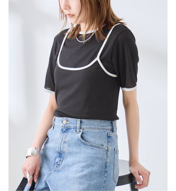 journal standard L'essage「DRY RIB セットアップトリム」|Tシャツ・カットソー|ブラック