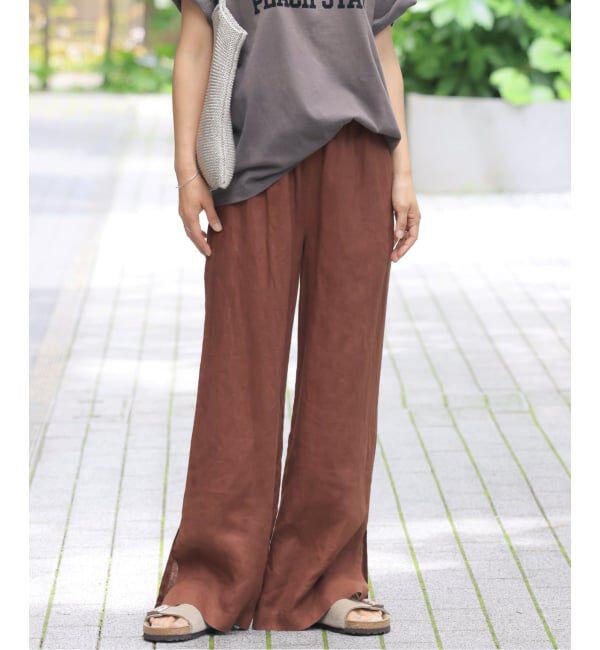 JOURNAL STANDARD relume「《一部WEB限定追加7》麻スリットイージーパンツ」|その他|ブラウン A