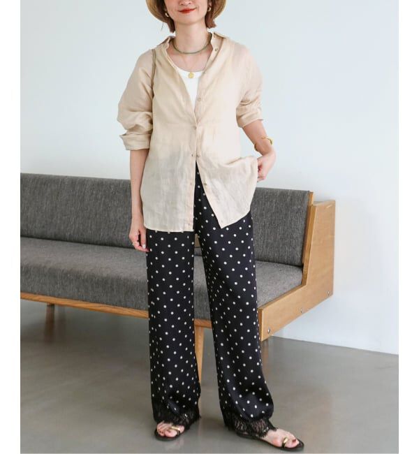 Spick and Span「《全15色 / 追加3》 80リネンカシュクール ビッグシャツ」|シャツ・ブラウス|