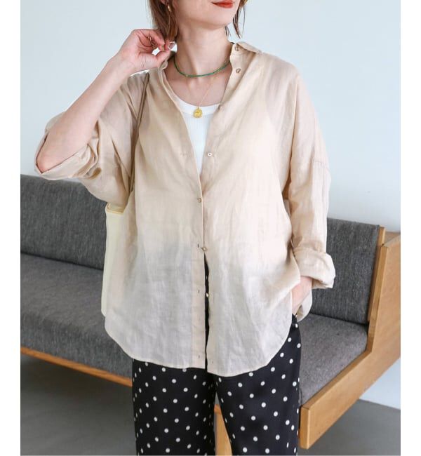 Spick and Span「《全15色 / 追加3》 80リネンカシュクール ビッグシャツ」|シャツ・ブラウス|