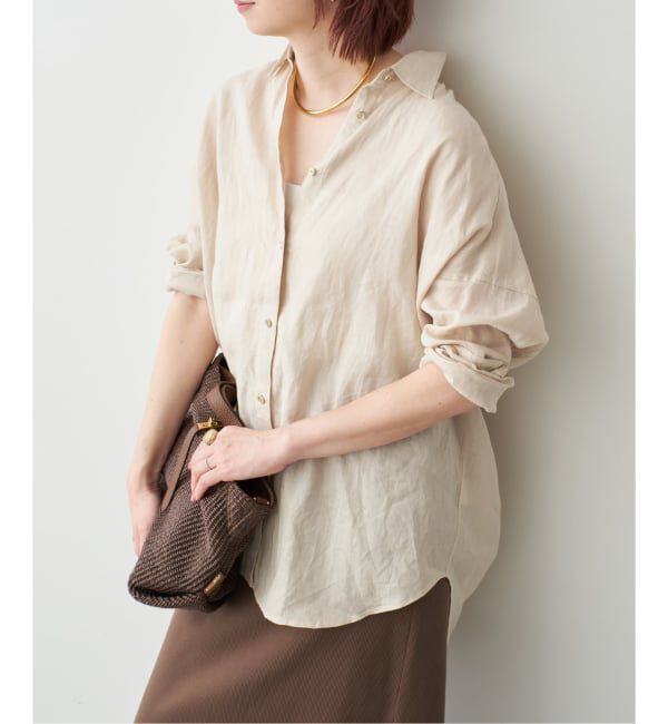 Spick and Span「《全15色 / 追加3》 80リネンカシュクール ビッグシャツ」|シャツ・ブラウス|