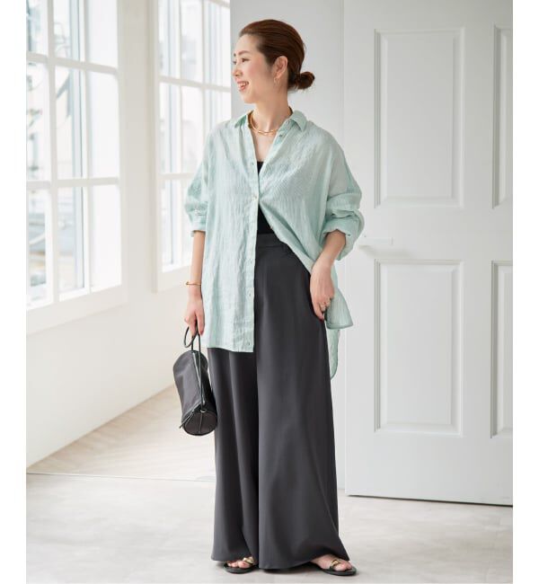 Spick and Span「《全15色 / 追加3》 80リネンカシュクール ビッグシャツ」|シャツ・ブラウス|