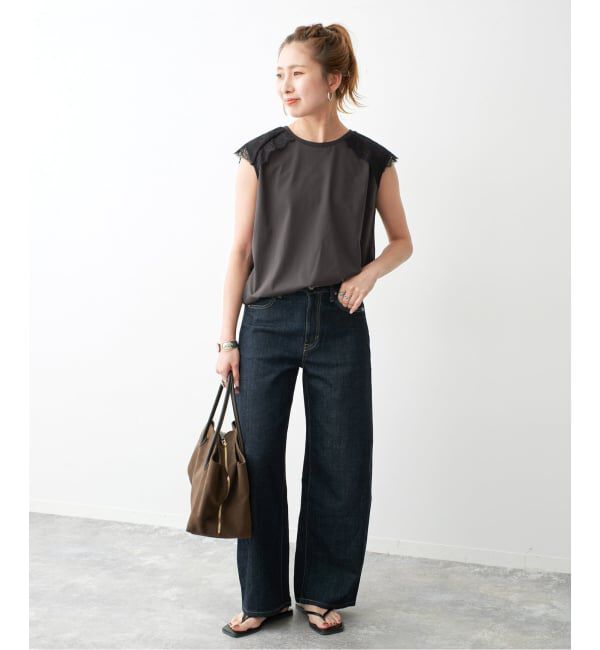 Spick and Span「レースコンビフレンチスリーブTシャツ」|Tシャツ・カットソー|
