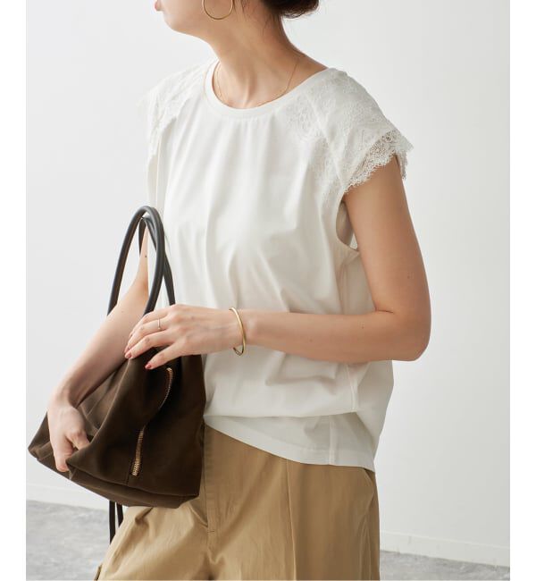 Spick and Span「レースコンビフレンチスリーブTシャツ」|Tシャツ・カットソー|