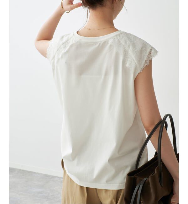 Spick and Span「レースコンビフレンチスリーブTシャツ」|Tシャツ・カットソー|