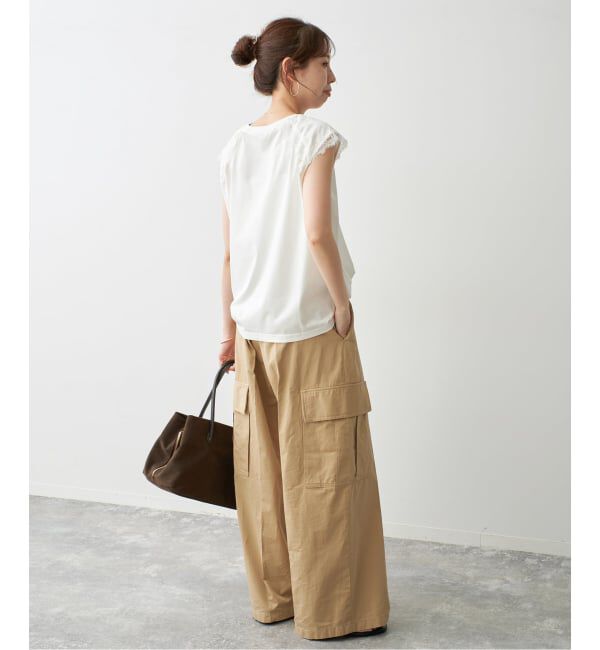 Spick and Span「レースコンビフレンチスリーブTシャツ」|Tシャツ・カットソー|