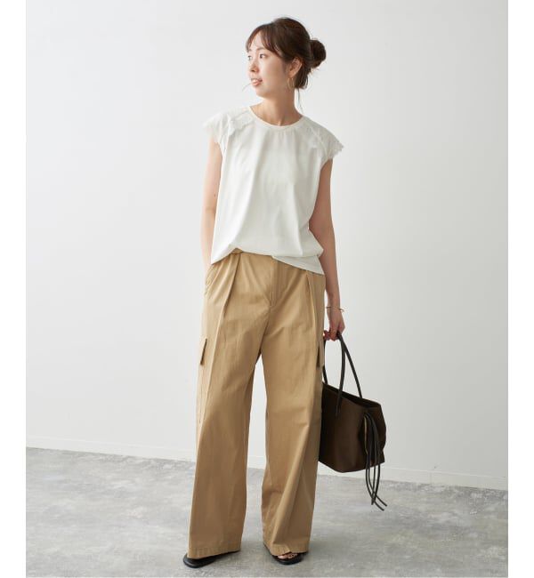 Spick and Span「レースコンビフレンチスリーブTシャツ」|Tシャツ・カットソー|