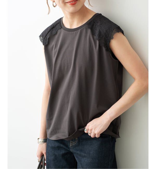Spick and Span「レースコンビフレンチスリーブTシャツ」|Tシャツ・カットソー|