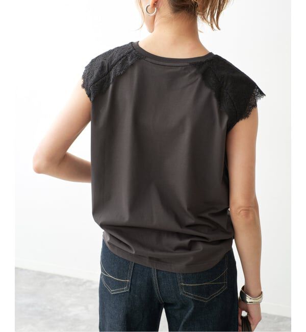 Spick and Span「レースコンビフレンチスリーブTシャツ」|Tシャツ・カットソー|