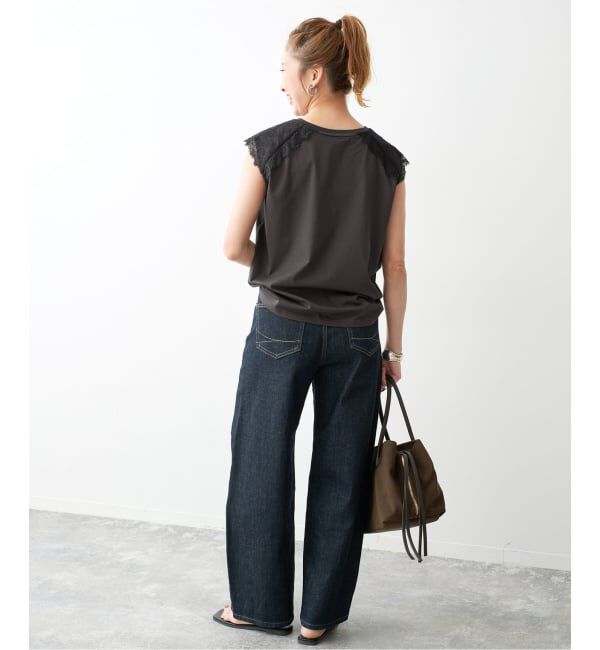 Spick and Span「レースコンビフレンチスリーブTシャツ」|Tシャツ・カットソー|