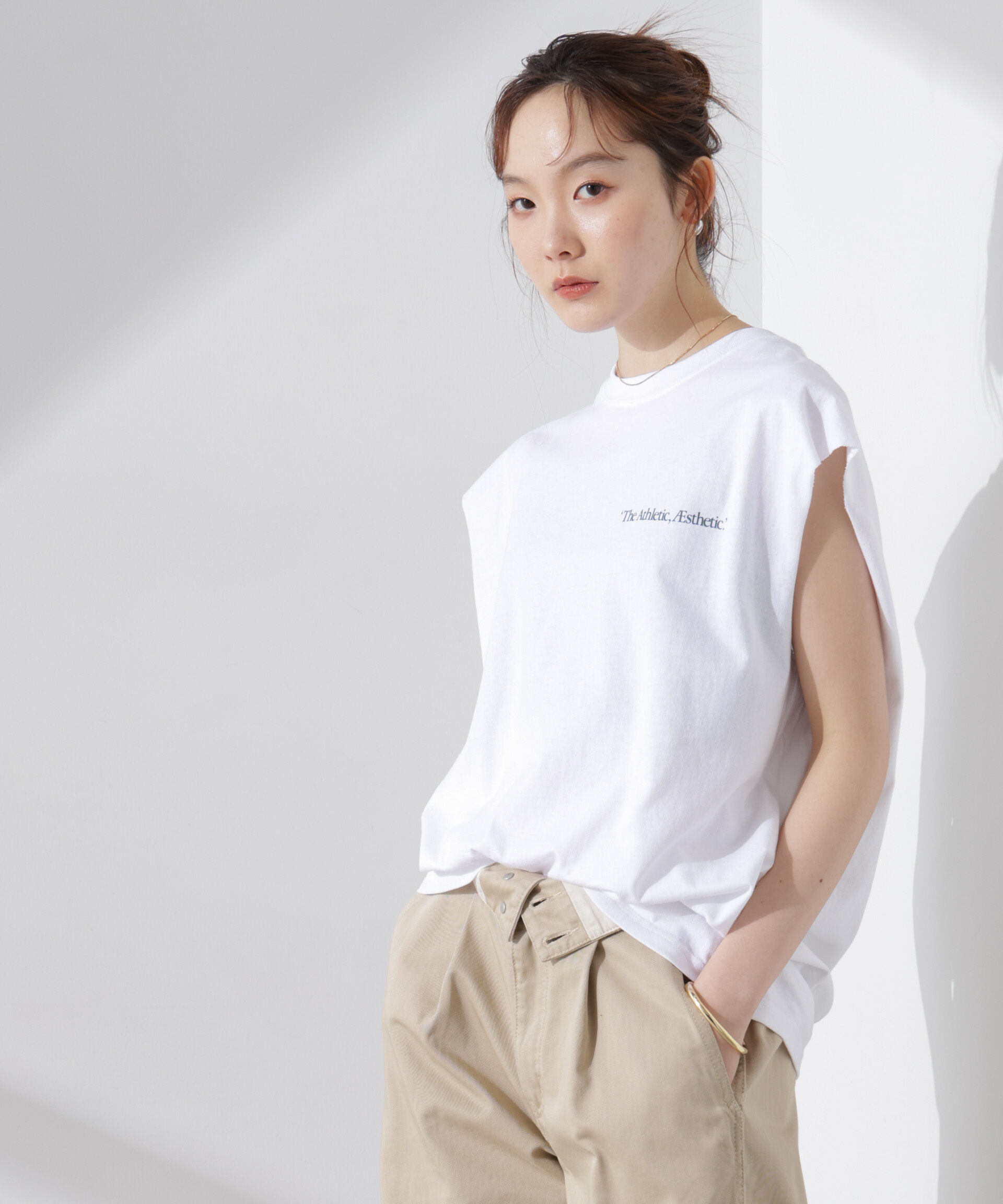 NANO universe「RUSSELL ATHLETIC/別注 Jersey Sleeveless Graphic T」|Tシャツ・カットソー|ホワイト