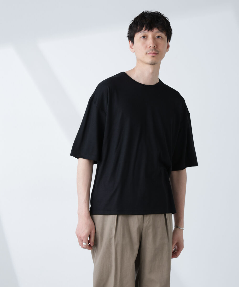 nano･universe「「ALL-DAYS COMFORT 100% WOOL」 エレガンスTEE」|Tシャツ・カットソー|ブラック