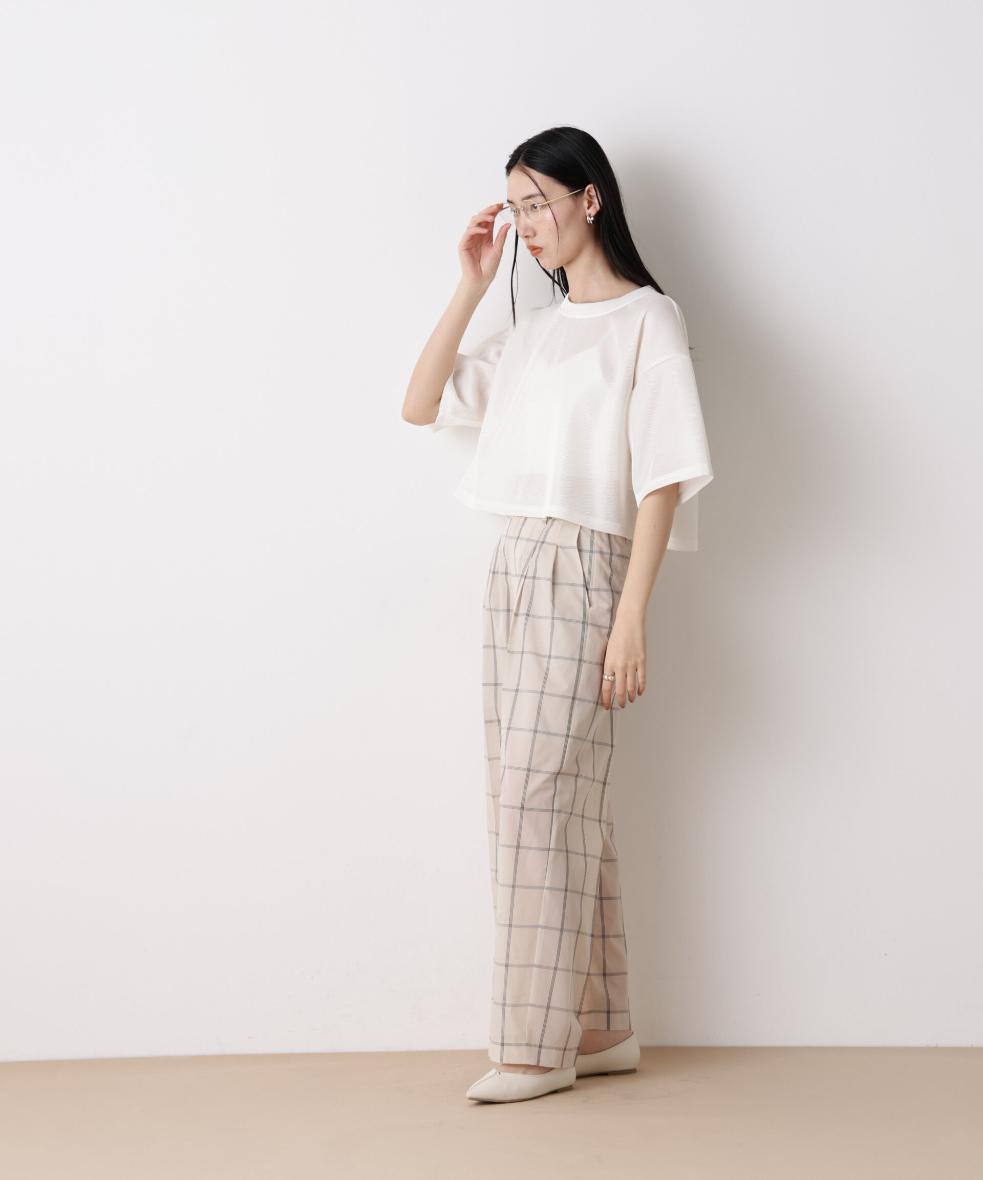 NANO universe「「STEVELOUR」シアーメッシュショートトップス(セットアップ可)」|Tシャツ・カットソー|