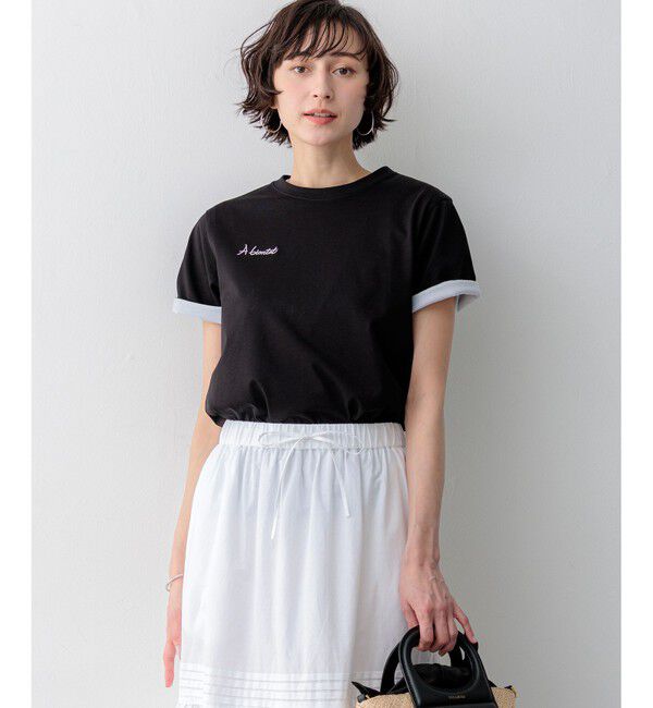 23区「【Oggi掲載】バック刺繍 メッセージロゴ Tシャツ」|Tシャツ・カットソー|ブラック系