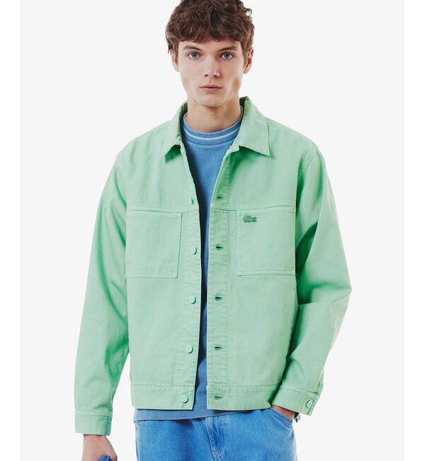 LACOSTE「11.5oz ボックスカラーデニムジャケット」|デニムジャケット|グリーン
