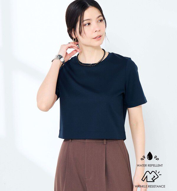 NOLLEY'S sophi「《撥水/汗染み軽減》ショート丈Tシャツ」|Tシャツ・カットソー|ダークネイビー