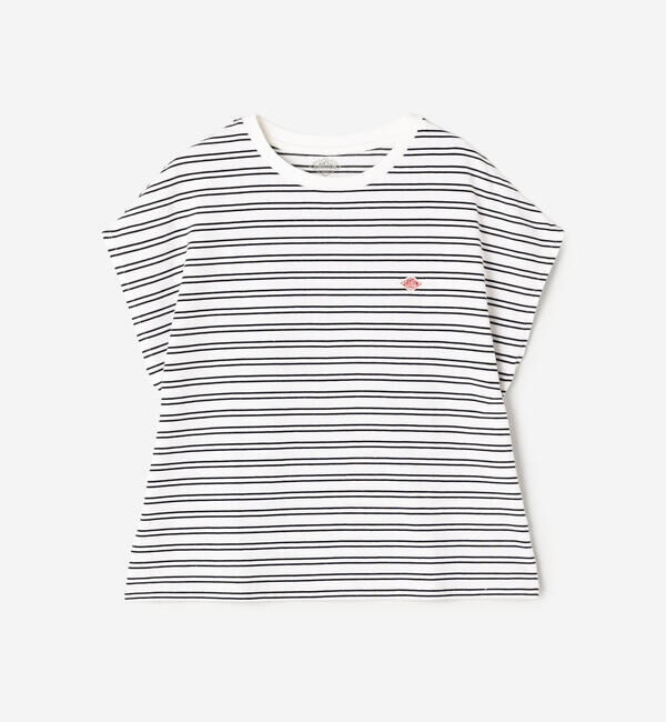 DANTON「DANTON | ボーダー コットン天竺 ドルマンショートスリーブTシャツ WOMEN」|Tシャツ・カットソー|WHITE系1