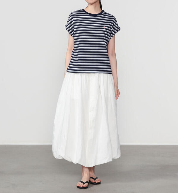 DANTON「DANTON | ボーダー コットン天竺 ドルマンショートスリーブTシャツ WOMEN」|Tシャツ・カットソー|