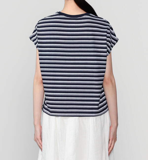 DANTON「DANTON | ボーダー コットン天竺 ドルマンショートスリーブTシャツ WOMEN」|Tシャツ・カットソー|