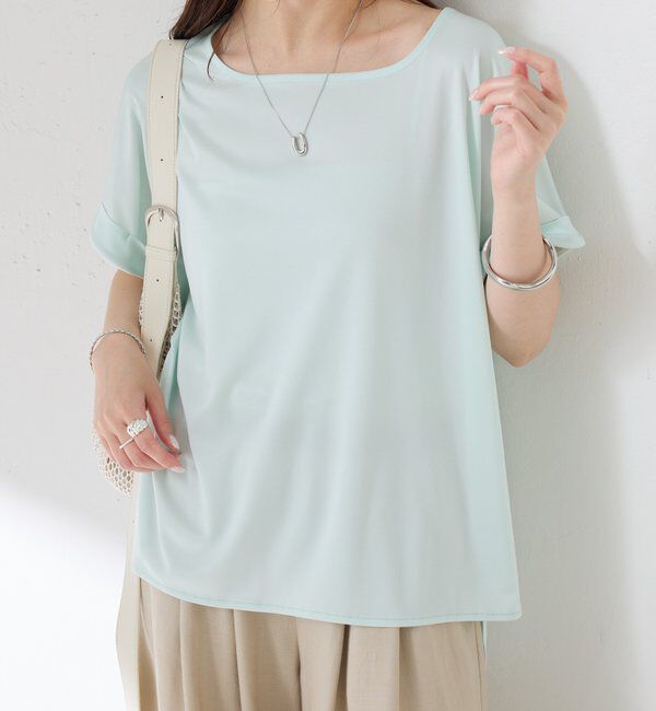  「【伸びるサテン素材/吸湿速乾/インナーにも◎】ストレッチサテンTシャツ」|Tシャツ・カットソー|