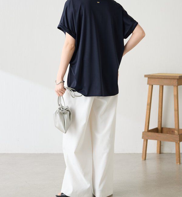 「【伸びるサテン素材/吸湿速乾/インナーにも◎】ストレッチサテンTシャツ」|Tシャツ・カットソー|