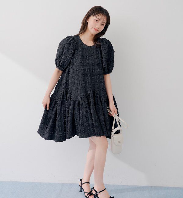  「【SALON  by Chico】ジャガードパフボリュームチュニックワンピース」|ワンピース|