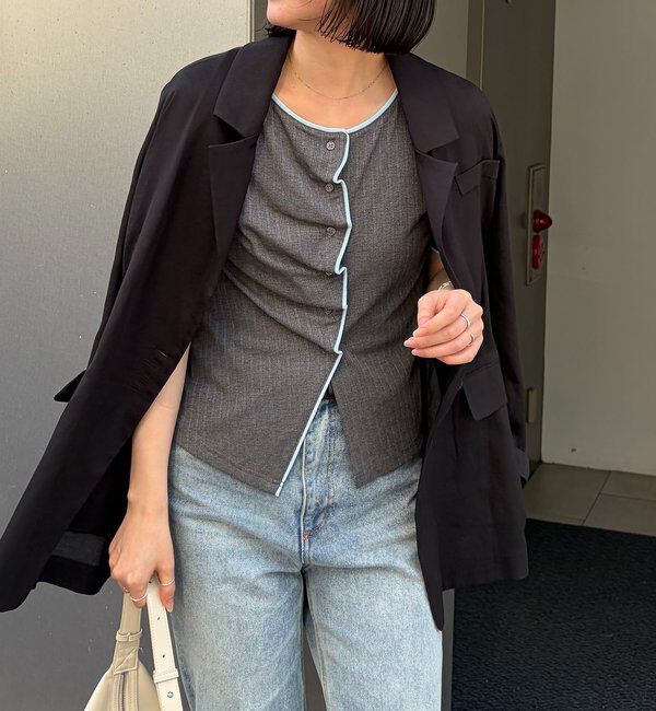  「【一癖可愛い】フロントタックフリルT」|Tシャツ・カットソー|