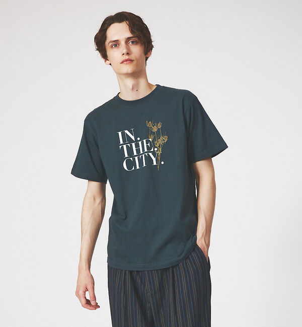 ABAHOUSE「【IN THE CITY】ドライフラワー 半袖 Tシャツ」|Tシャツ・カットソー|ブルーグレー