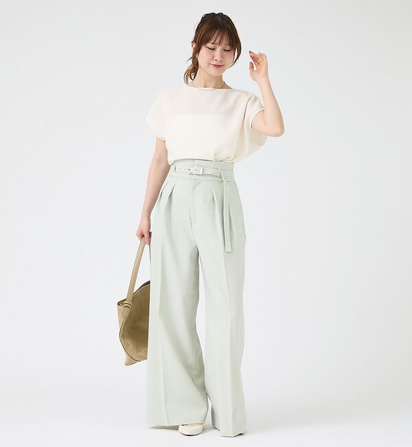 Rouge vif「【人気追加】【3サイズ展開】リネンタッチベルト付きハイウエストパンツ」|その他|