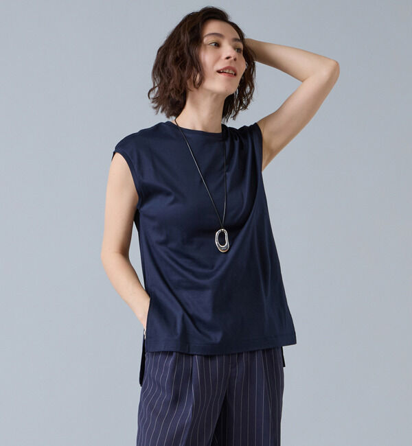 Liesse「ベーシックノースリーブトップス」|Tシャツ・カットソー|ネイビー