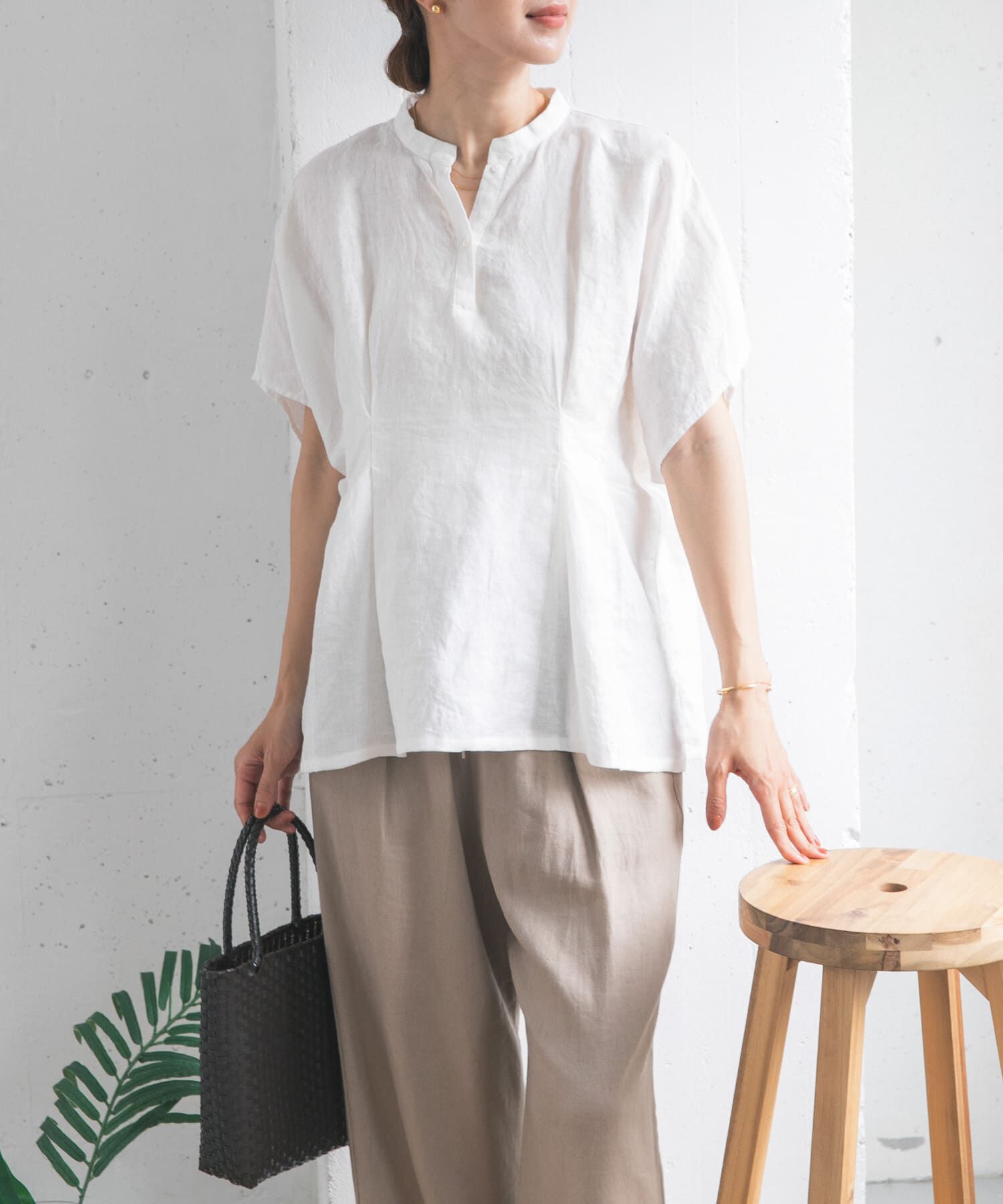 URBAN RESEARCH DOORS「リネンウエストタックスキッパーブラウス」|シャツ・ブラウス|