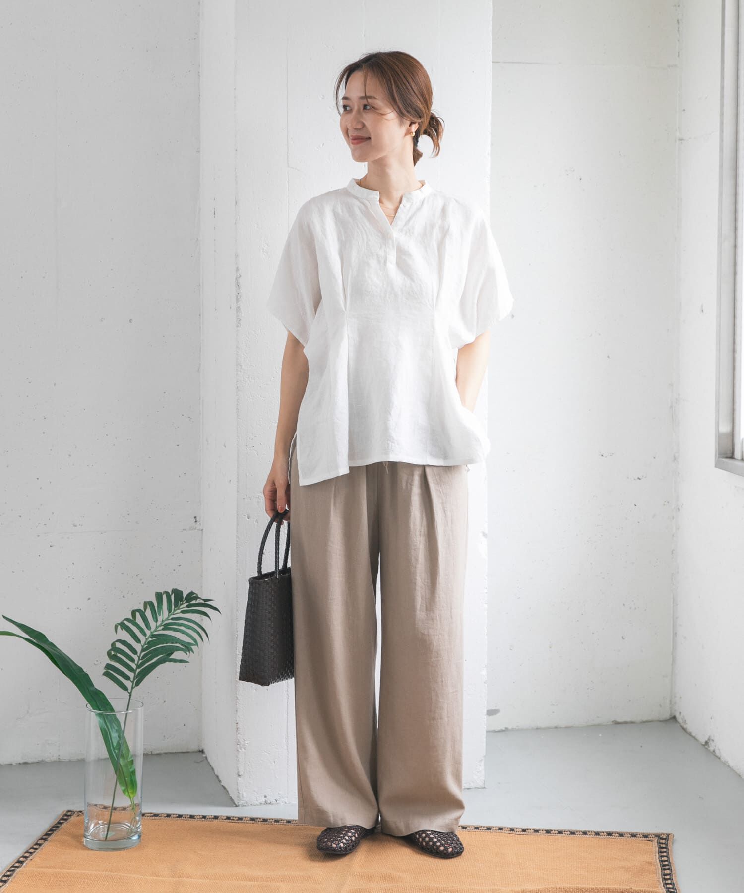 URBAN RESEARCH DOORS「リネンウエストタックスキッパーブラウス」|シャツ・ブラウス|