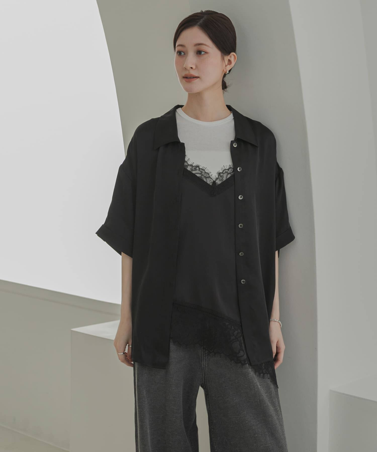 URBAN RESEARCH「ハーフスリーブキュプラシャツ」|シャツ・ブラウス|