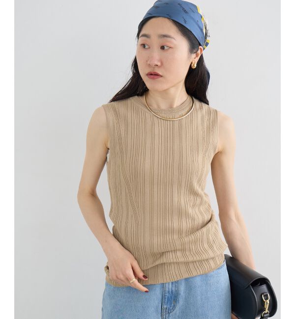  「《WEB限定アイテム》ランダムリブノースリーブトップス」|Tシャツ・カットソー|