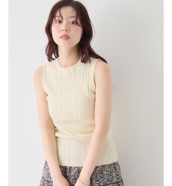  「《WEB限定アイテム》ランダムリブノースリーブトップス」|Tシャツ・カットソー|