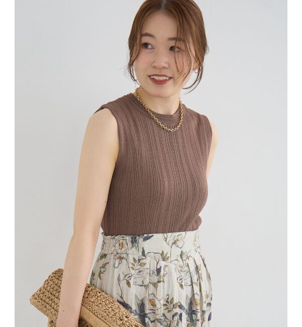  「《WEB限定アイテム》ランダムリブノースリーブトップス」|Tシャツ・カットソー|