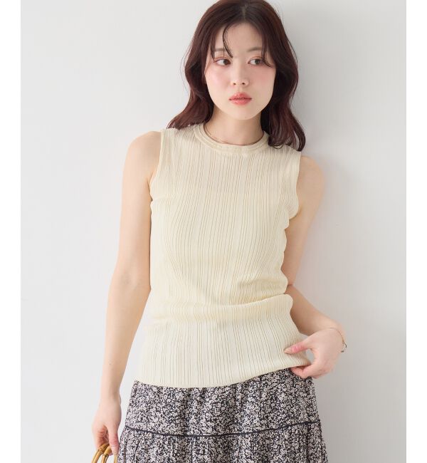  「《WEB限定アイテム》ランダムリブノースリーブトップス」|Tシャツ・カットソー|