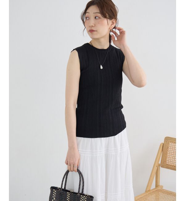  「《WEB限定アイテム》ランダムリブノースリーブトップス」|Tシャツ・カットソー|