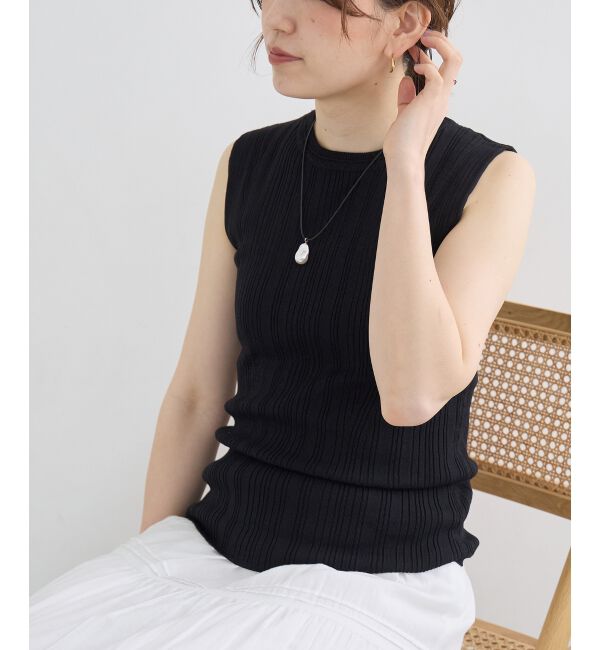  「《WEB限定アイテム》ランダムリブノースリーブトップス」|Tシャツ・カットソー|