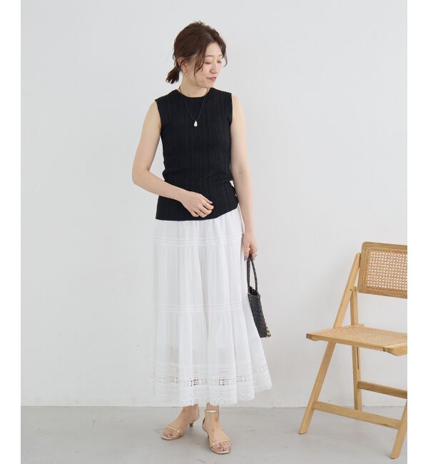  「《WEB限定アイテム》ランダムリブノースリーブトップス」|Tシャツ・カットソー|