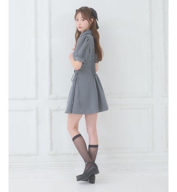  「デコルテオープンミニシャツワンピ」|ワンピース|