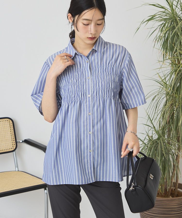 AMERICAN HOLIC「シャーリング半袖シャツ」|シャツ・ブラウス|