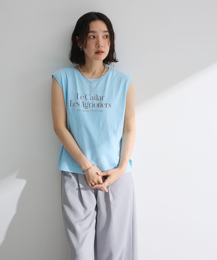 Green Parks「ノースリーブフェミニンロゴプルオーバー」|Tシャツ・カットソー|Blue