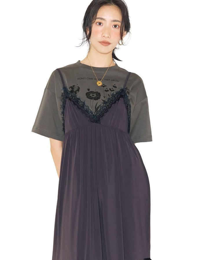 Green Parks「■WITH KURUMI.N フラワーptTシャツ」|Tシャツ・カットソー|Charcoal Gray