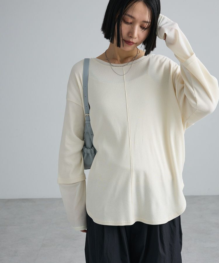 Green Parks「袖チュールリブプルオーバーⅡ」|Tシャツ・カットソー|Ivory